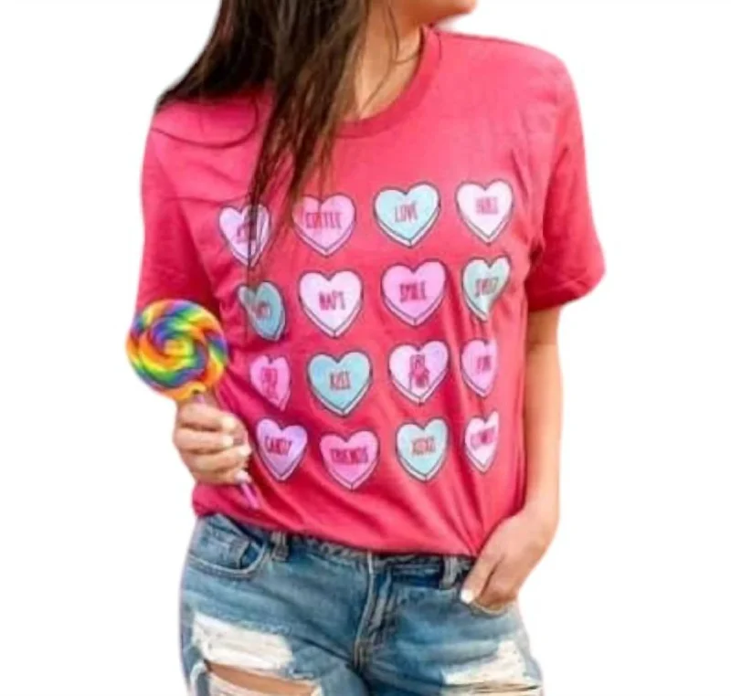 Conversation Hearts Valentines Tee In Pink Pastel Styles