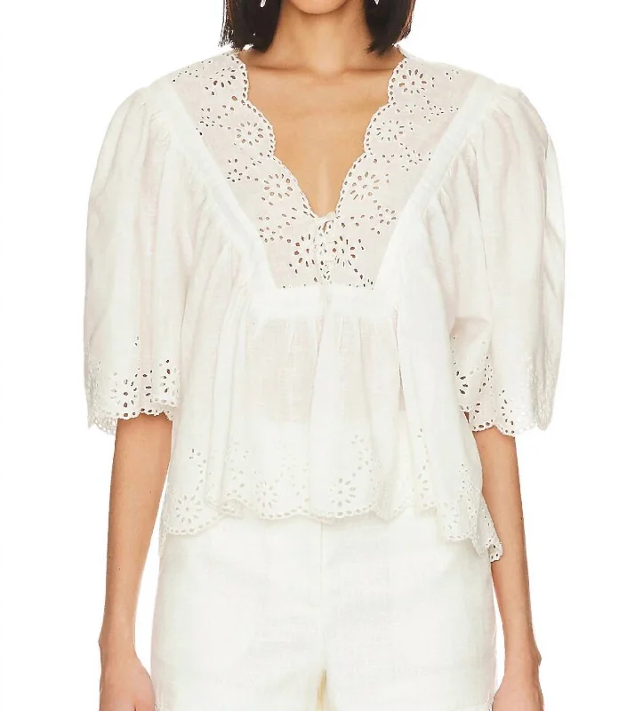 Costa Eyelet Top In Bright White Beat The Heat In Tropical Styles