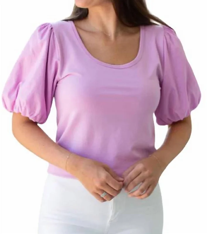 Cotton Puff Sleeve Top In Lilac Chic Outfits