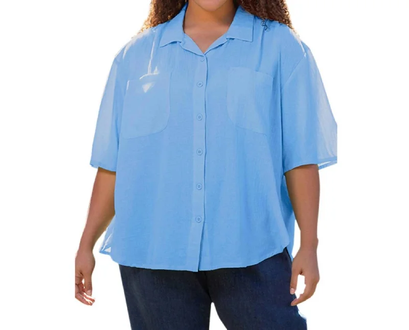 Cotton Short Sleeve Collar Shirt - Plus In Vista Big Savings