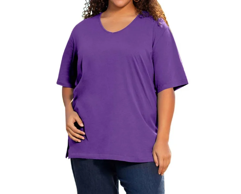 Cotton Short Sleeve Tee - Plus In Acai Fashion Forward