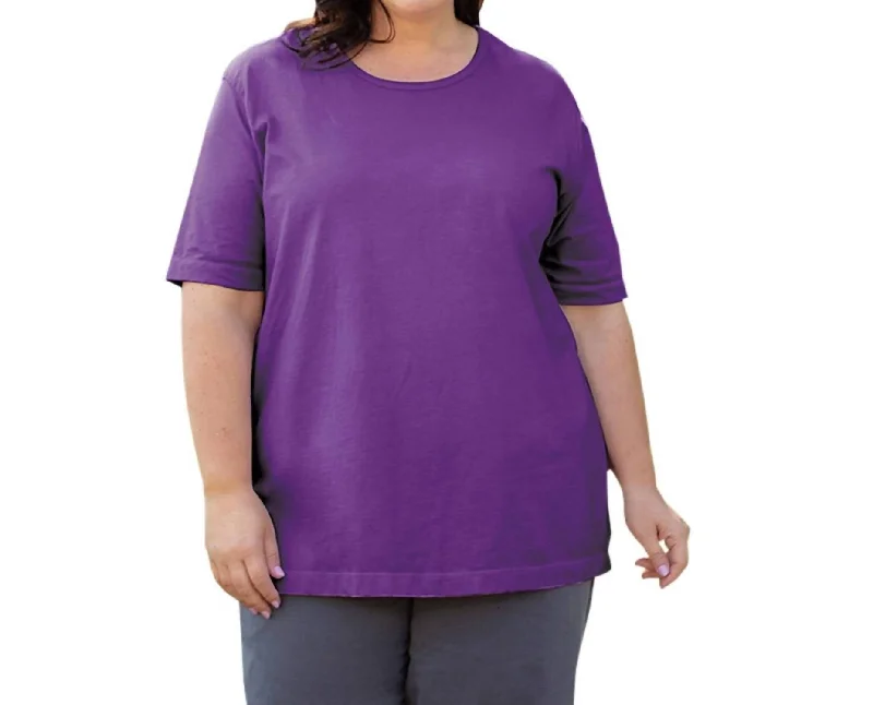 Cotton Short Sleeve Tee - Plus In Acai Elegant Clothing