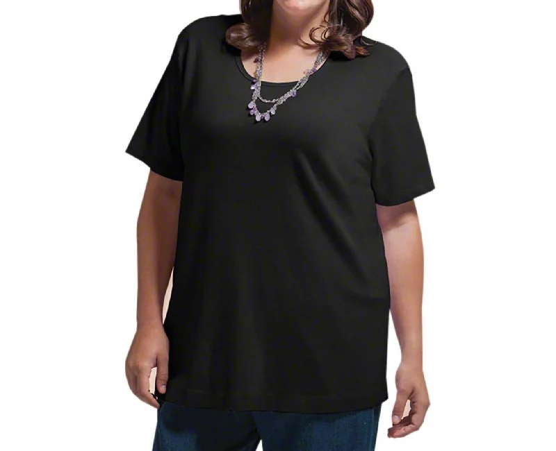 Cotton Short Sleeve Tee - Plus In Black Elegant Simplicity Wardrobe