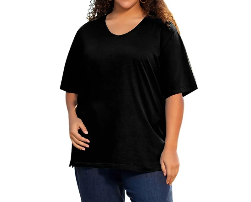 Cotton Short Sleeve Tee - Plus In Black Unleash Your Fashion