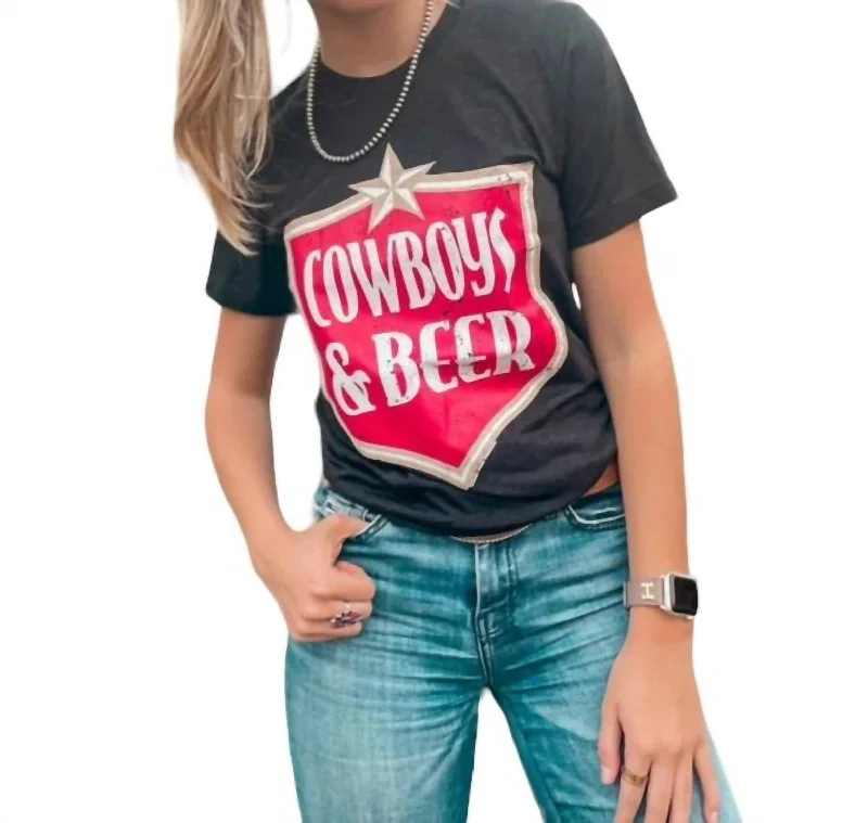 Cowboys & Beer Graphic Tee In Black Beat The Heat In Tropical Styles