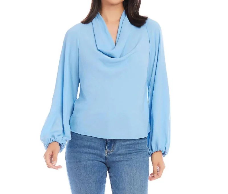 Cowl Neck Top In Blue Fashion Frontiers