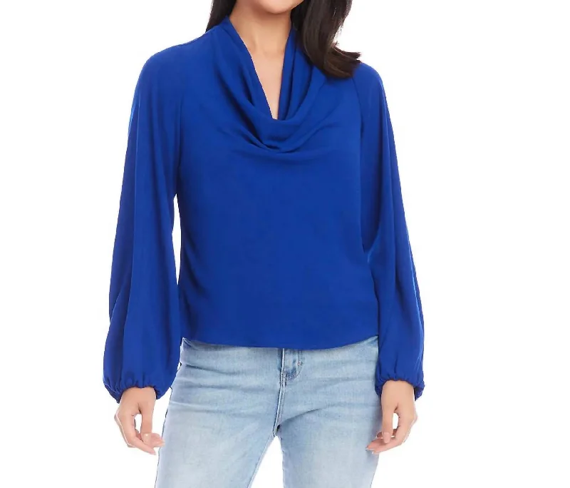 Cowl Neck Top In Royal Style Versatile Women's Collection