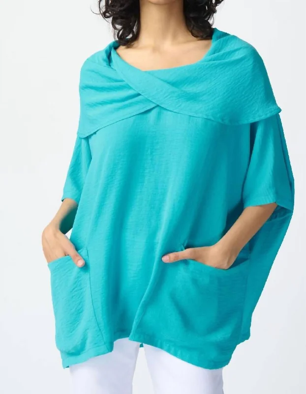 Cowl Neck Tunic Top In Seaview Holiday Attire Sale