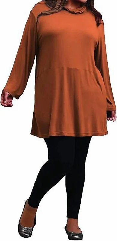 Cowl Neck Turtleneck Tunic - Plus In Spice Chic Sophistication