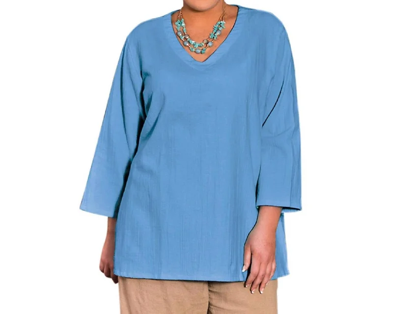 Crinkle Cotton Long Sleeve Tunic - Plus In Vista Fashion For Every Occasion