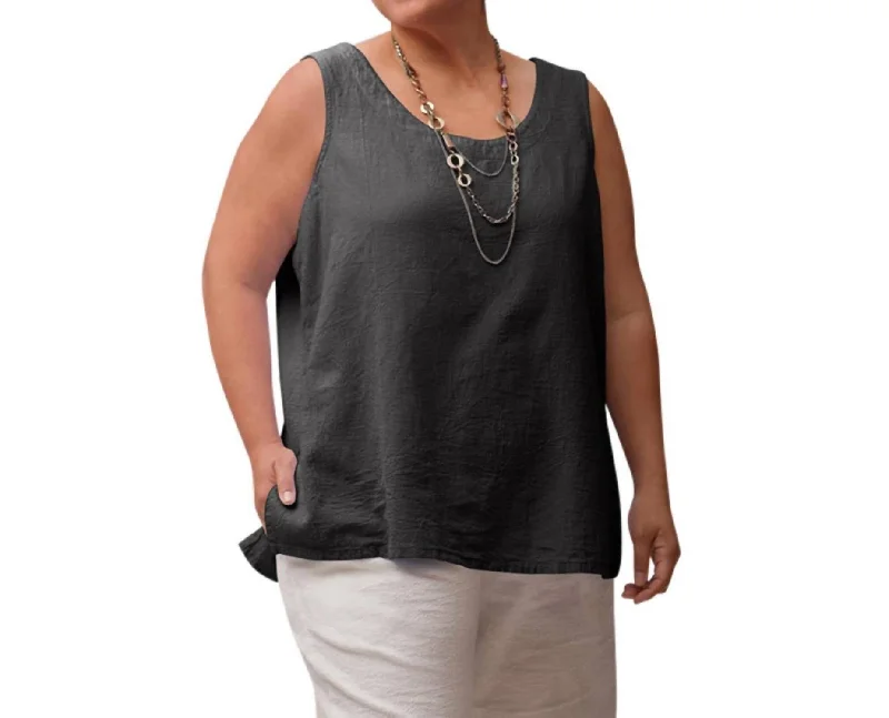 Crinkle Cotton Sleeveless Top - Plus In Black Chic Style, Always In Vogue