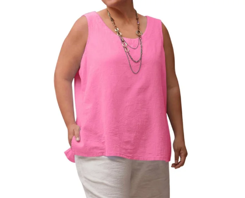 Crinkle Cotton Sleeveless Top - Plus In Carmine Cool Prices