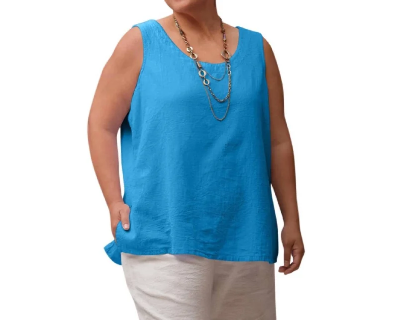 Crinkle Cotton Sleeveless Top - Plus In Celestial Timeless Elegance Redefined