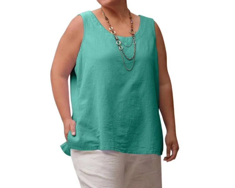 Crinkle Cotton Sleeveless Top - Plus In Garden Casual Yet Stylish Separates