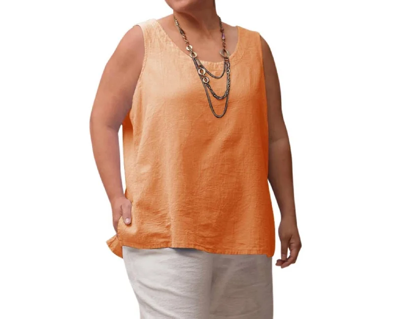 Crinkle Cotton Sleeveless Top - Plus In Nala Orange Crazy Price Slashing