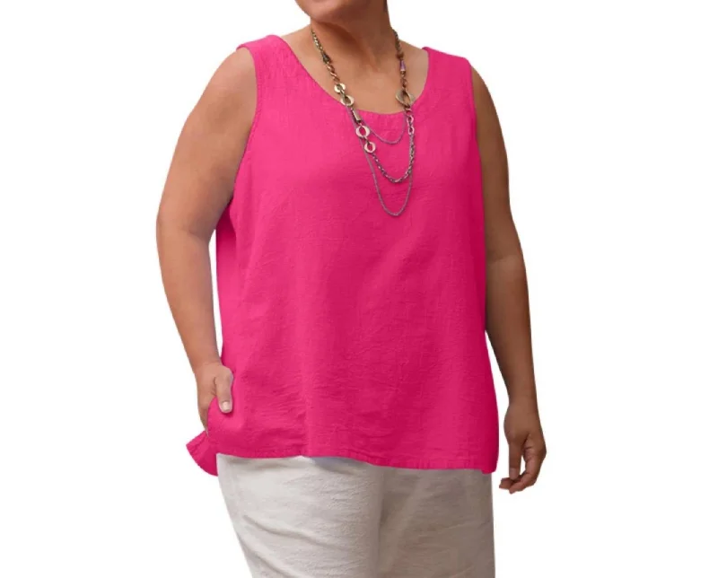 Crinkle Cotton Sleeveless Top - Plus In Paradise Pink Budget-Friendly Fashion