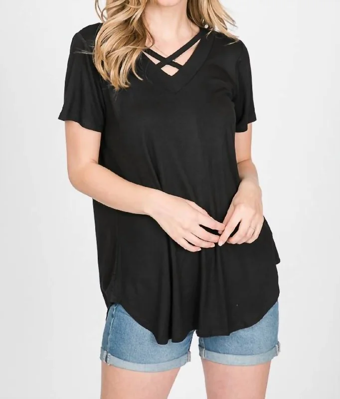 Criss Cross Strappy Top In Black Fashion Essentials