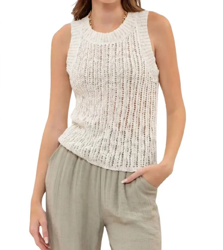 Crochet Knit Tank Top In Cream Must Haves