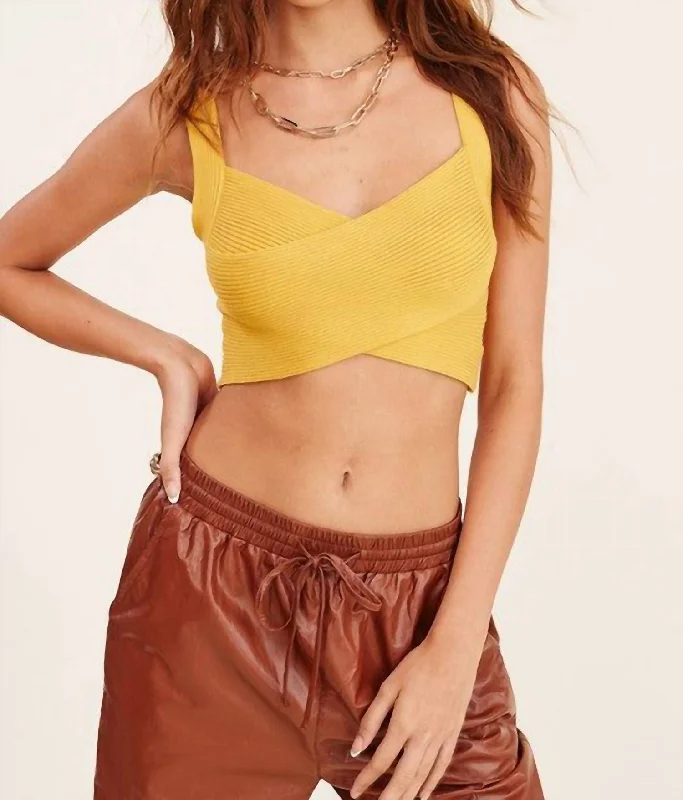 Cropped Ribbed Sweater Tank In Mustard All Season Basics Discount