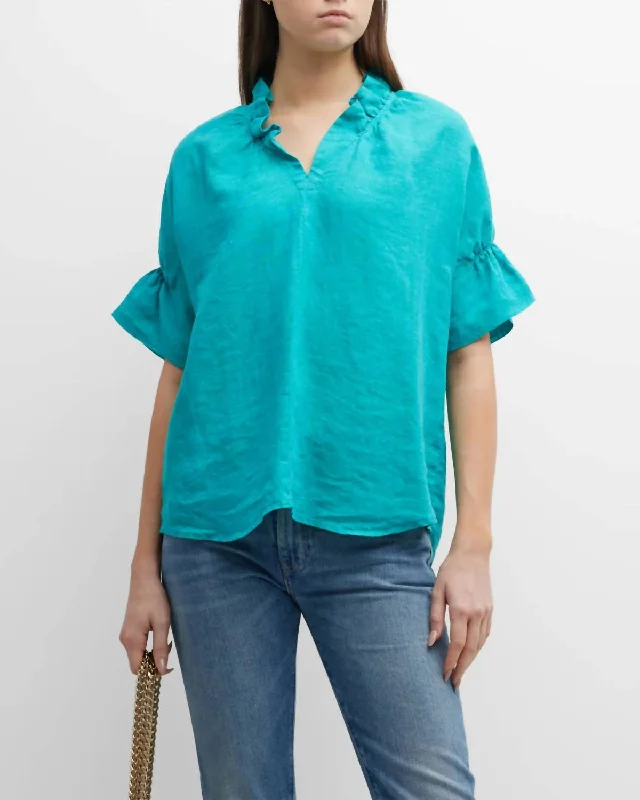 Crosby Top In Jade Linen Unleash Your Trend Driven Style