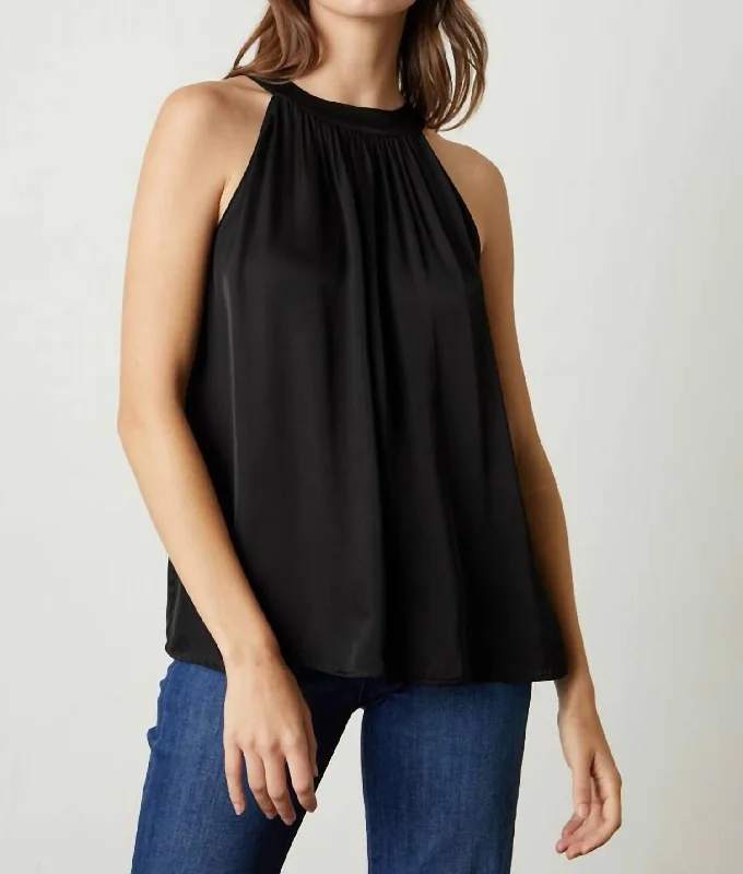 Crystal Halter Top In Black Effortless Sophistication