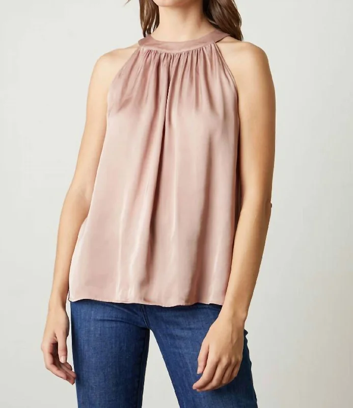 Crystal Halter Top In Rosegold Feminine Flow