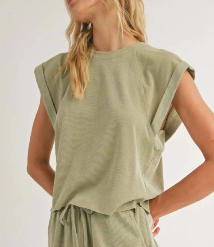 Cuff Sleeve Top In Sage Effortless Style, Endless Impact