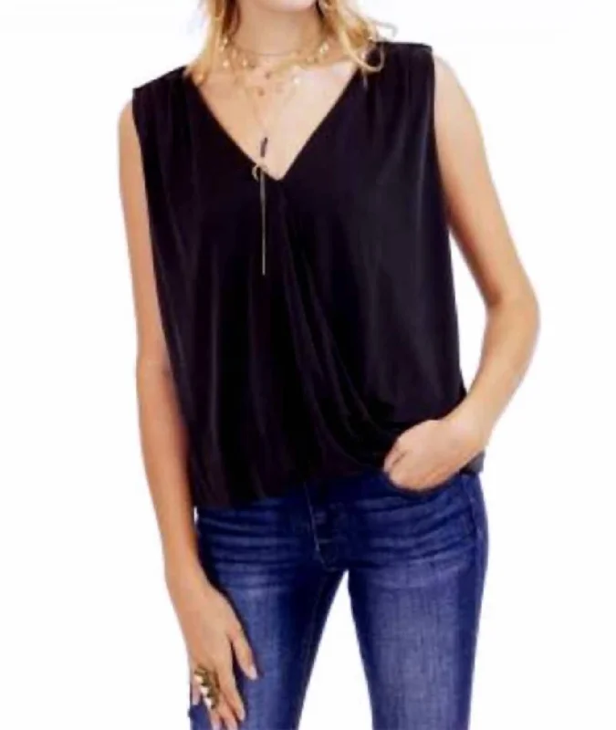 Cupro Surplice Top In Black Trendy Women's Collection