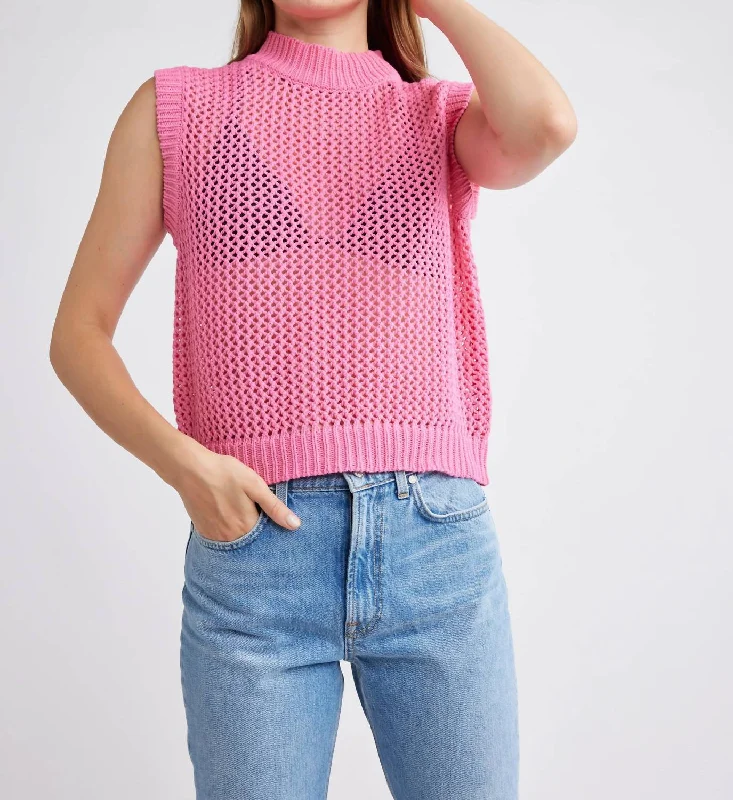 Dade Crochet Top In Hot Pink Enjoy Discount