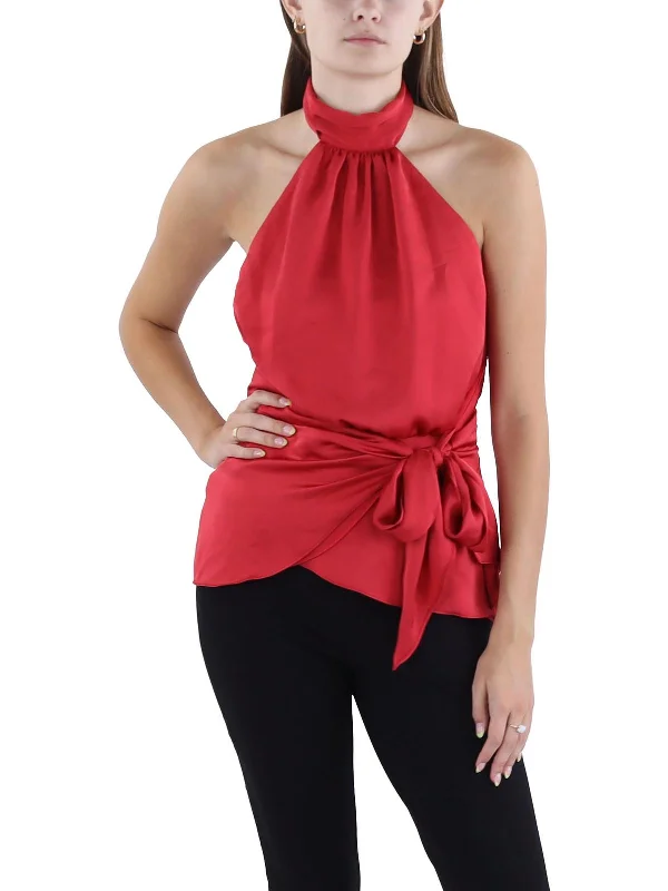 Dahpne Womens Satin Halter Blouse Elegant Ensemble