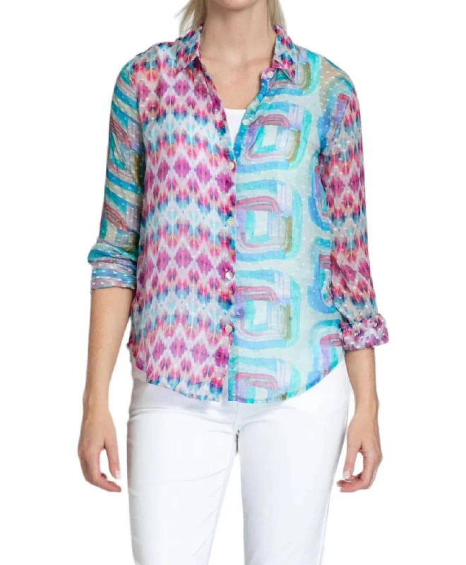 Diamond Square Top In Multi-Colored Elegant Ensemble