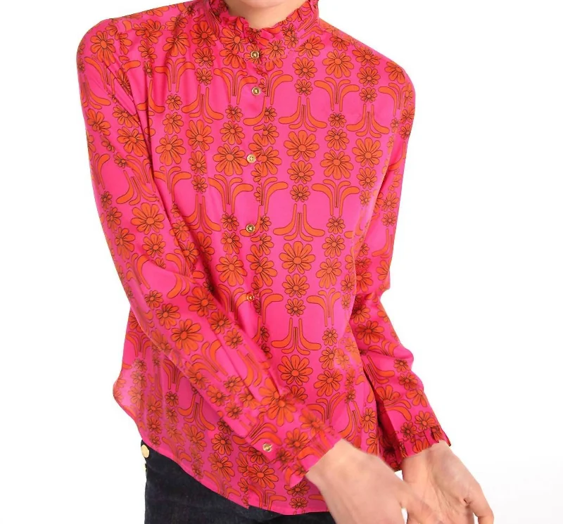 Diana Floral Print Blouse In Pink/orange Stay Ahead In Style