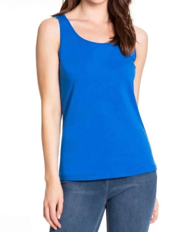 Double Scoop Neck Tank In Royal Blue Flash Sale