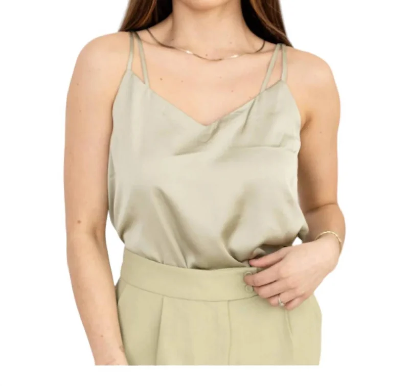 Double Strap Tank Top In Sage Green Last Chance Sale