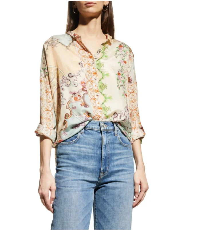 Downtown Seline Button Down Top In Multi Women's Fashion Hotspots