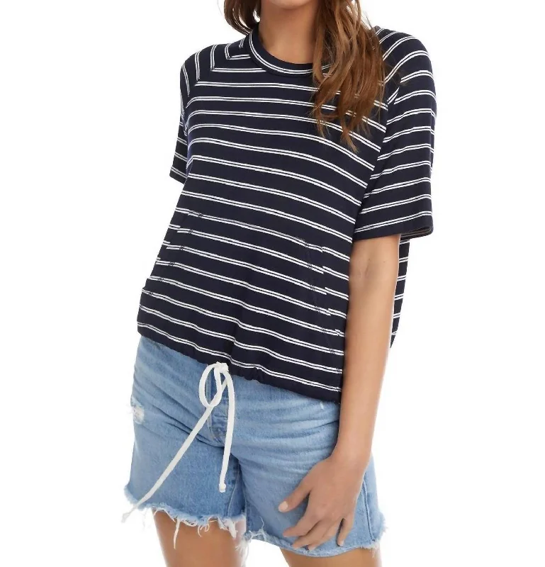 Drawstring Top In Stripe Mega Sale