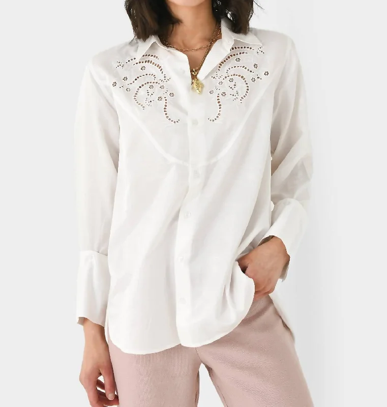 Dree Embroidered Shirt In Optic White Ends Soon