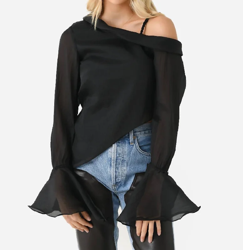 Edith Draped Top In Black Mid Season Sale