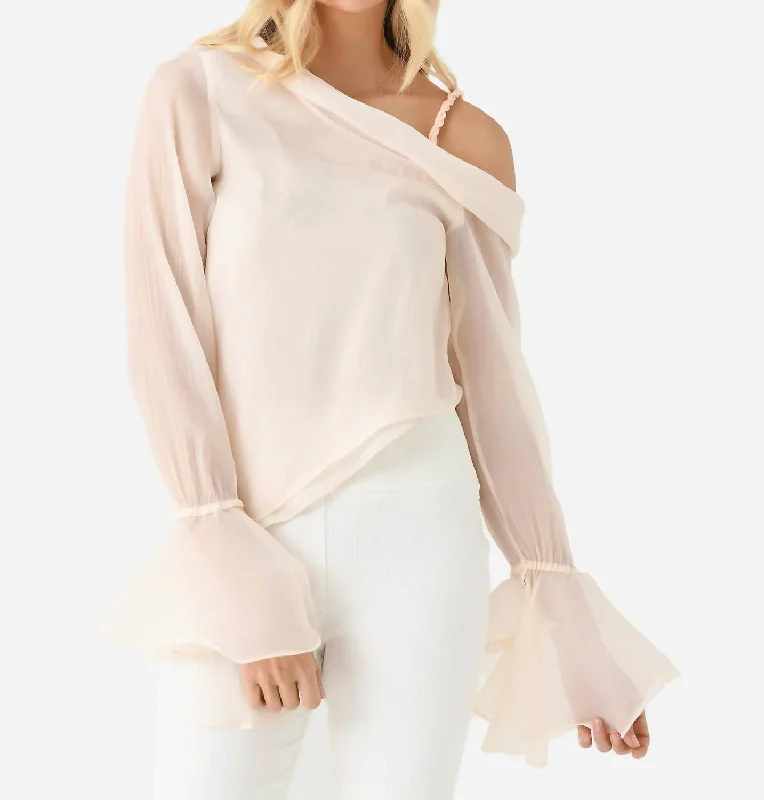 Edith Draped Top In Champagne Cream Cottagecore Rustic Charm Style