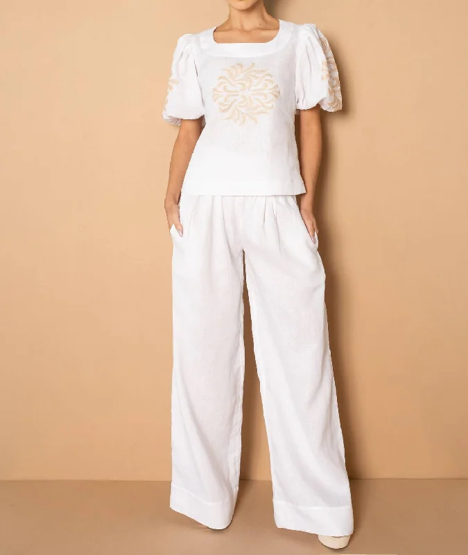 Elisa Linen Top In White Fashion Essentials