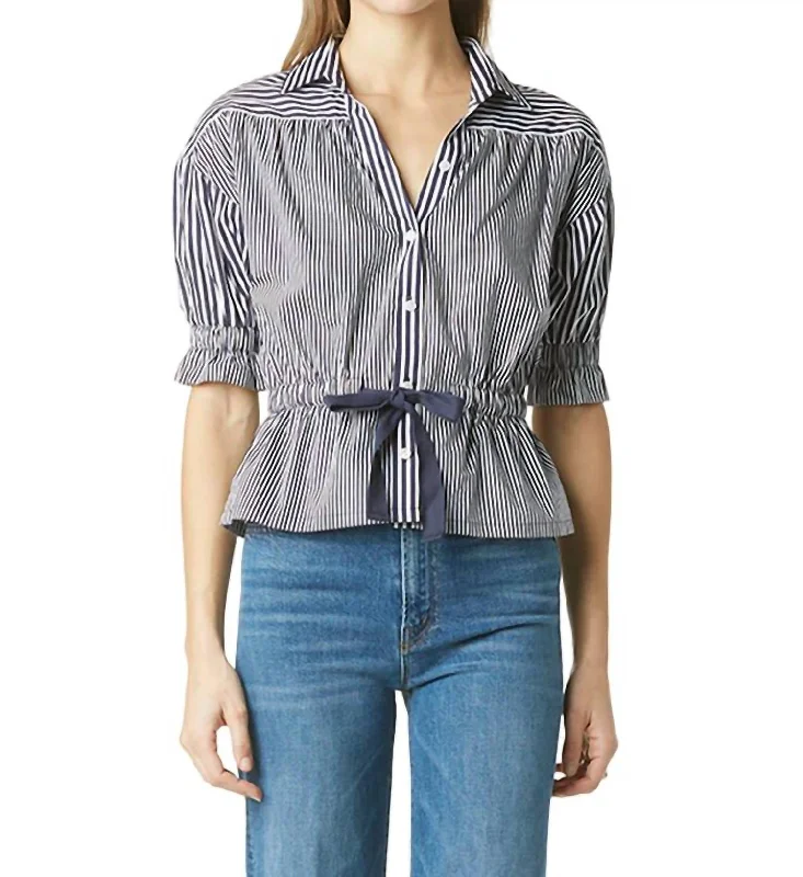 Ellie Stripe Top In Poplin Stripe Fashion Forward Femininity