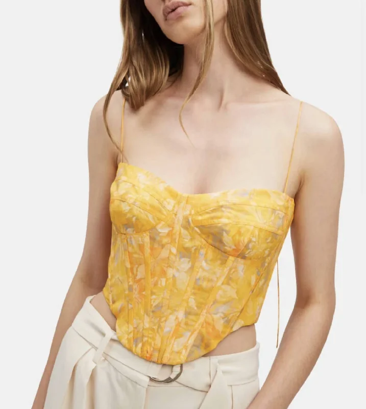 Elsie Corset Top In Sunny Floral Casual Chic Clothing