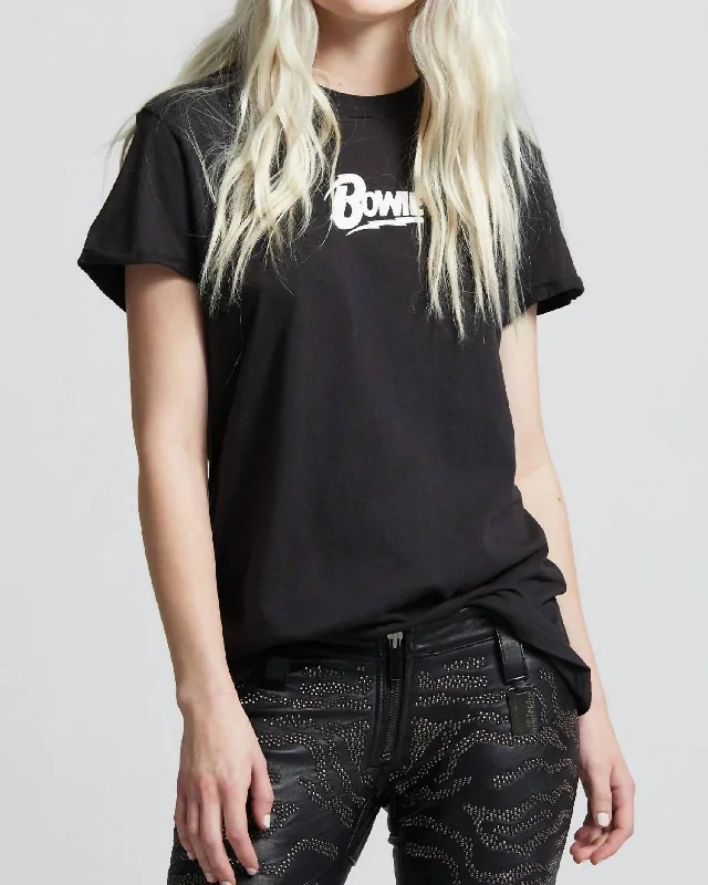 Embroidered Bowie Tee Top In Black Unleash Your Style