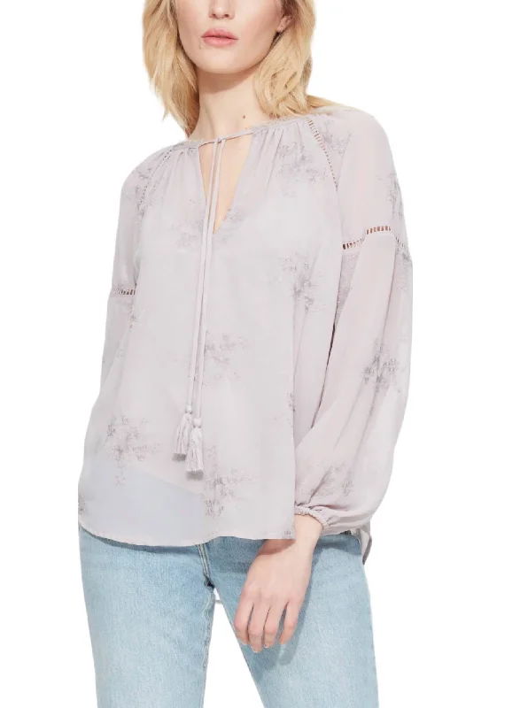 Embroidered Mauve Blouse In Beige Discount Extravaganza