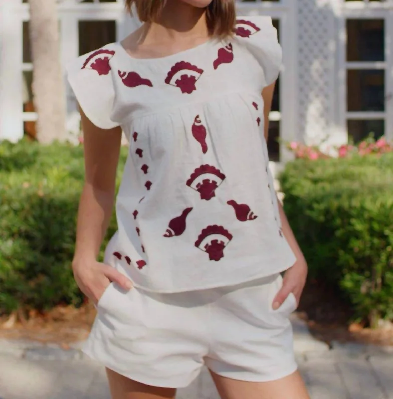 Embroidered Seashell Top Latest Trends