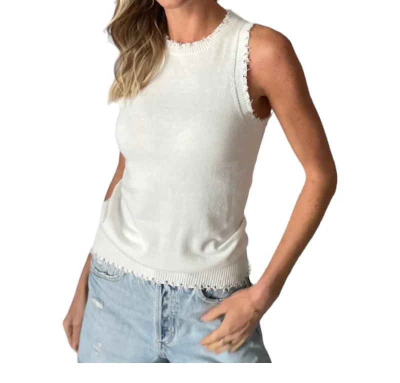 Emily Fringe Tank Top In Ivory Limited Time Flash Sale