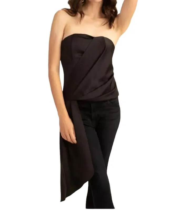 Euphoric Strapless Sash-Side Tie Bustier Top In Black Fashion Forward