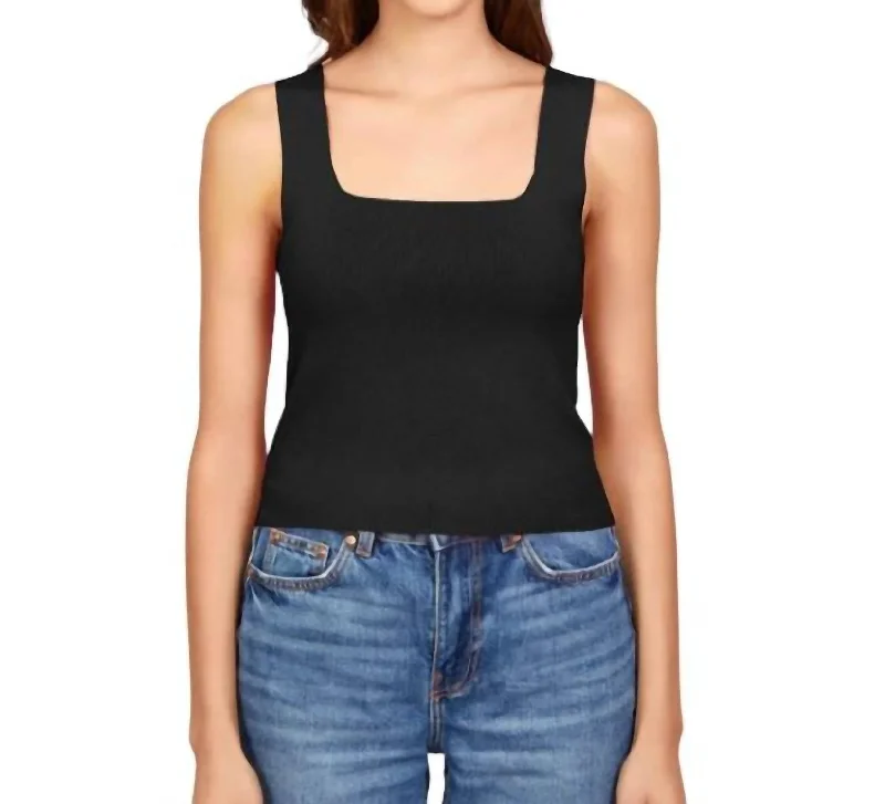 Eva Square Neck Sweater Tank In Black Spring Wardrobe