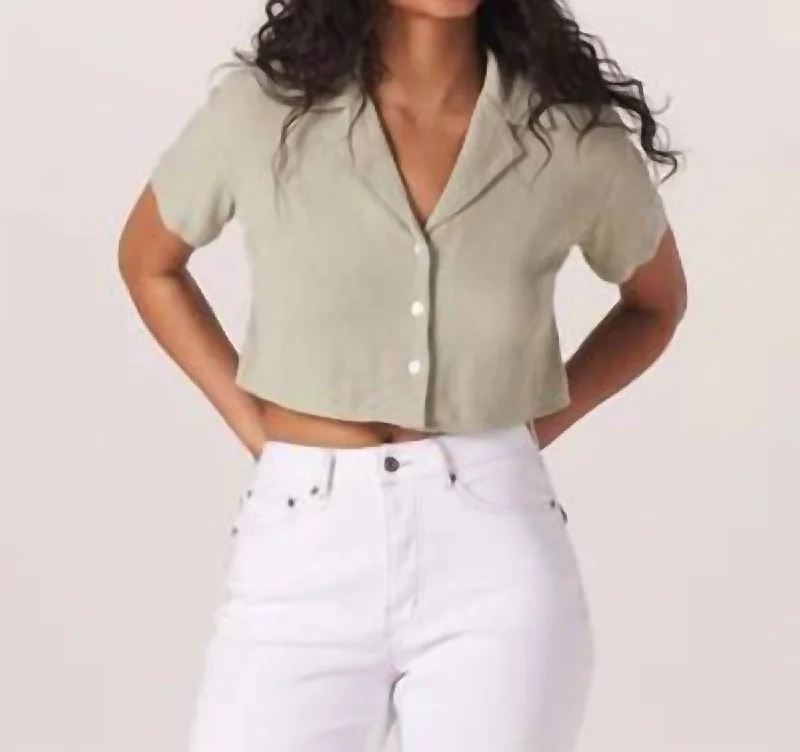 Ezra Crepe Cropped Shirt In Sage Redefining Women's Style