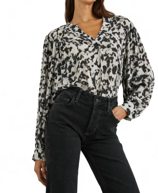 Fable Long Sleeve Print Blouse In Cheetah Final Sale